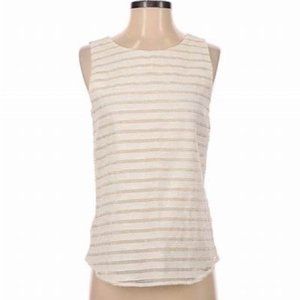 Ann Taylor Cream Gold Stripe Multimedia Sleeveless Blouse